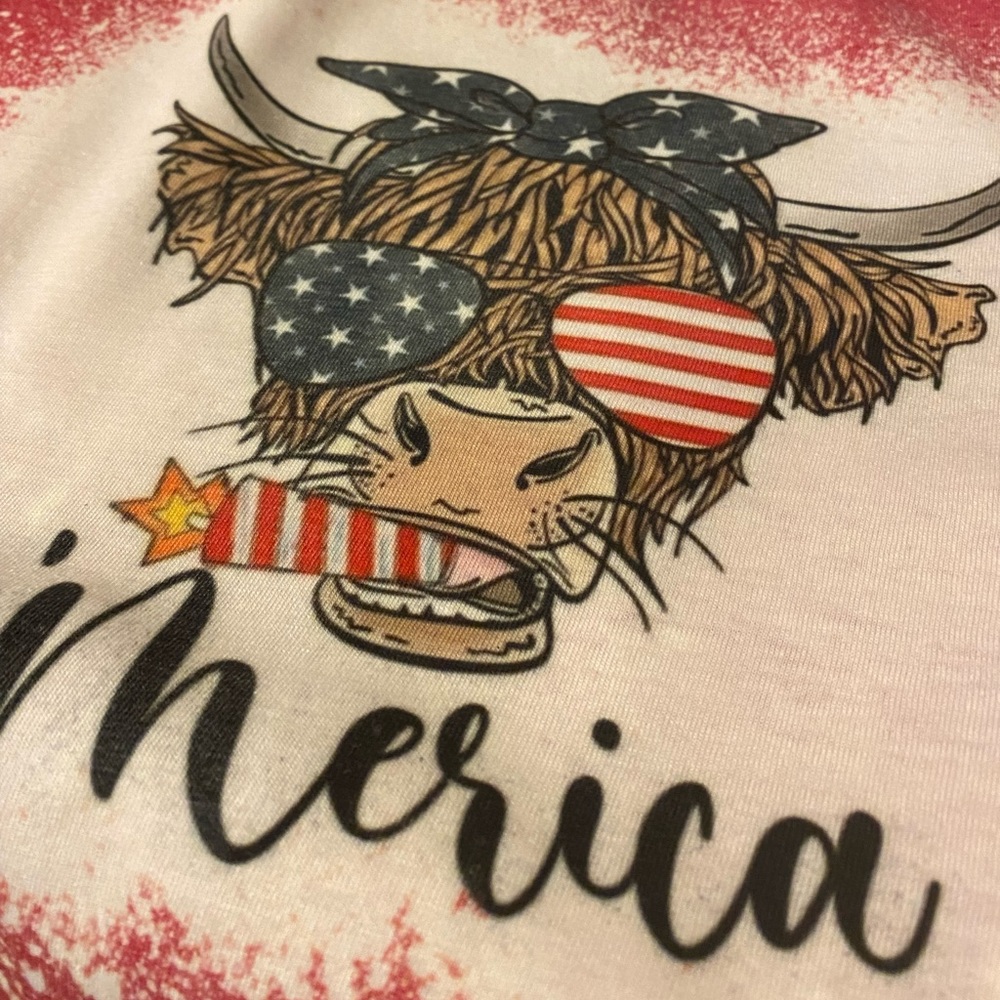 Bleached cow tee ( patriotic)